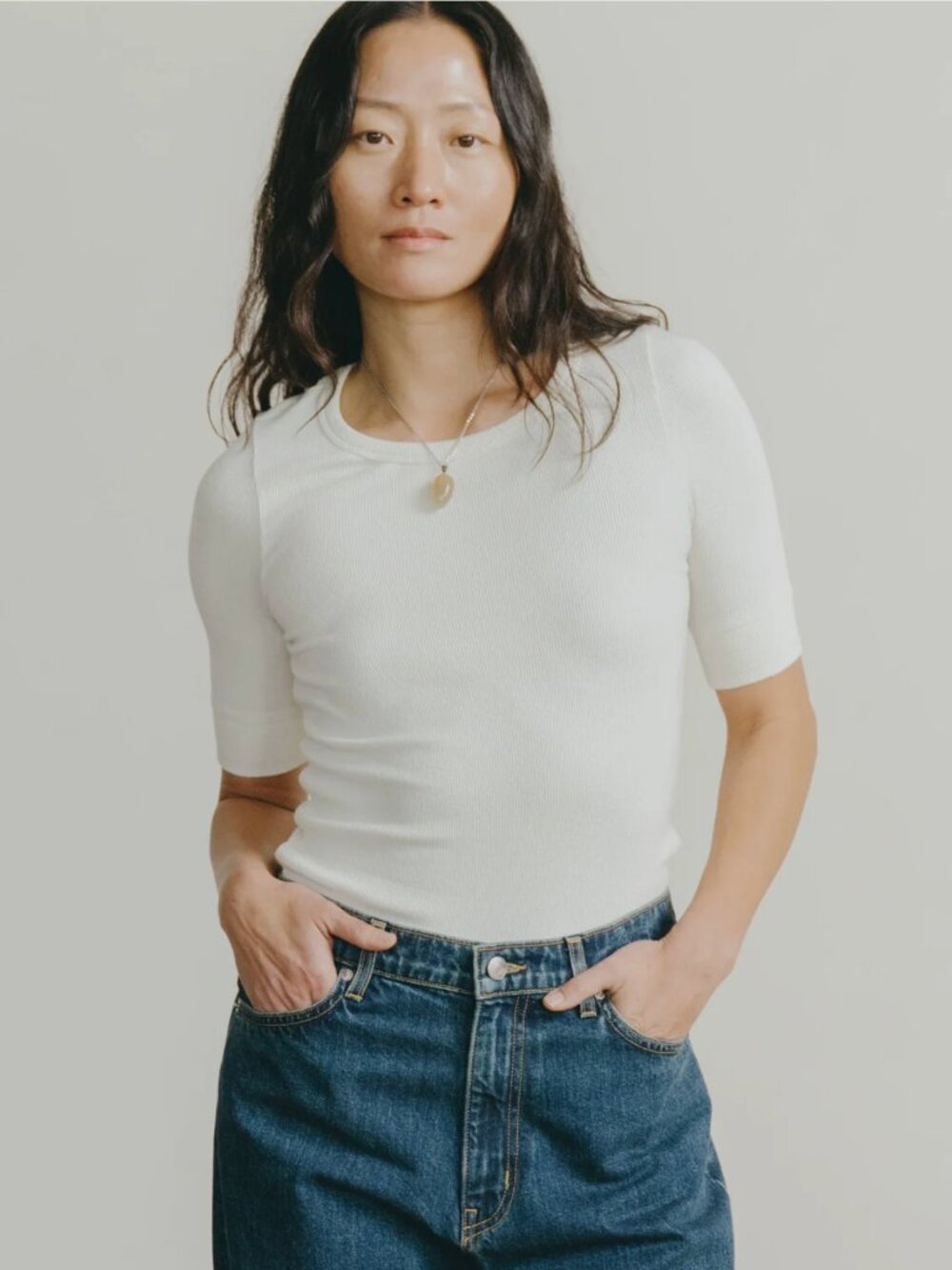Ozma of California Ribbed Tee, sz L